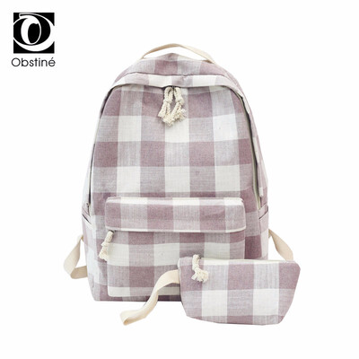 

Printing Plaid Backpack for Teenage Girls Canvas Backpacks Travel Schoolbag Youth Fabric Bagpack for School Student Back Pack