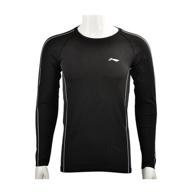

Li Ning LI-NING fitness clothes yoga clothes tights T-shirt running fitness quick-drying badminton wear sportswear mens shirt AUDN153-1 flower yarn black