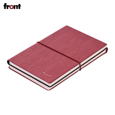 

front Portable A6 Notebook PU Leather Soft Cover with Elastic Closure Lined Blank Paper Travel Journal Daily Notepad for Business
