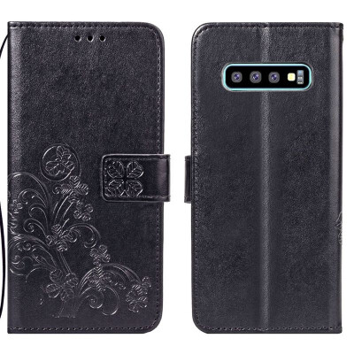 

Samsung Galaxy S10 Lucky Clover Embossed Leather Case - Black