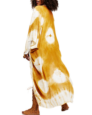 

New Women Chiffon Kimono Cardigan Beach Cover Up Contrast Print Long Loose Casual Blouse Top WhiteBlueYellow
