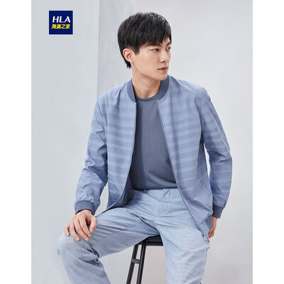 

HLA Haishu House Jacket Men 2019 Spring New Baseball Collar Stripe Comfortable Jacket HWJAD1R095A Light Blue Stripe 9518096A52