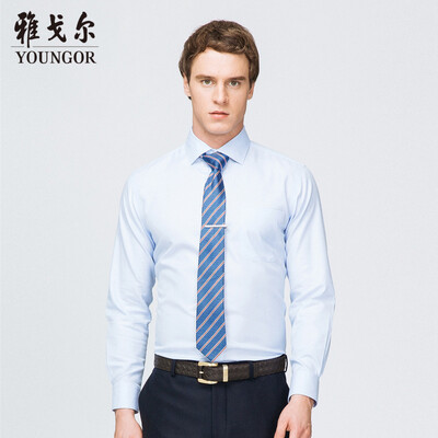 

Youngor shirt mens 2019 spring youth mens casual dress shirt YLDP11626IBY blue 38