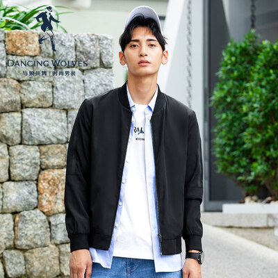 

Dancing with wolves DANCING WOLVES Jacket Men 2019 Spring New Solid Color Baseball Collar Slim Mens Jacket 72093012630 001 Black 16584A