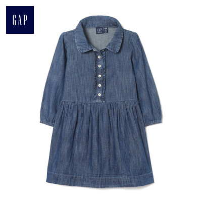 

GAP flagship store female&young lotus leaf washed denim dress 398449 dark washed old 18-24M