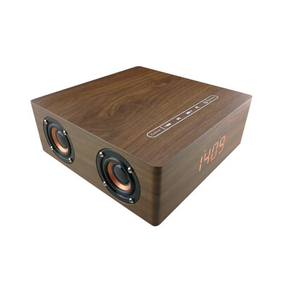 

Q5C Wooden Bluetooth Speaker Bluetooth 42 3W4 Horn Time Display Alarm Clock Touch Button Support TF Card U-Disk AUX IN Subwoofer