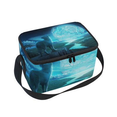 

ALAZA Insulated Lunch Box Moonlight Bear Lunch Bag for Men Women Portable Tote Bag Cooler Bag