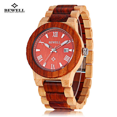 

Bewell ZS - W109B Quartz Men Watch Wooden Band Date Display Wristwatch