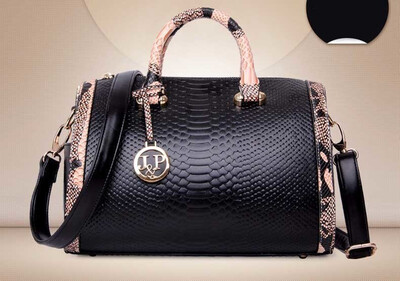 

Trend Fashion Serpentine Boston Leather Handbag Trendy Luxe Sac Famous Brand Cheap Woman Snake Bags Female Single Shoulder Bag