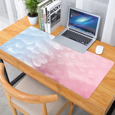 

Ling charm small fresh mouse pad large leather mouse pad slip waterproof esports game office computer desk pad cartoon cute writing desk mat 9042CM pink blue feather