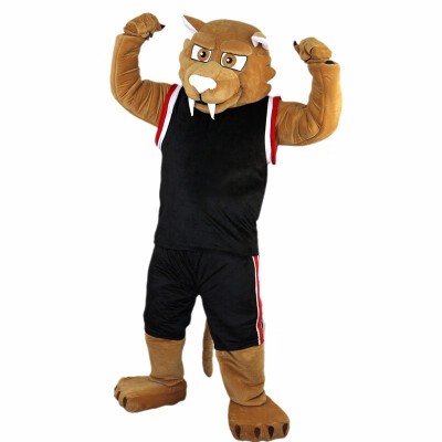 

LangtengBlack Coat Sport Brown Muscle Leopard Mascot Costume Cartoon Cosplay Party Halloween Christmas Festival Performance