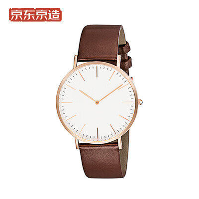

Beijing Tokyo made watch male couple watch quartz simple brown leather strap rose gold dial 40mm