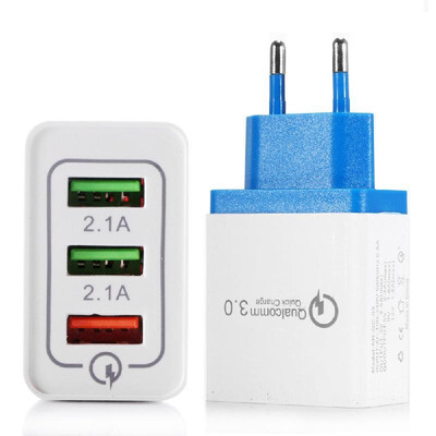 

Portable Travel Home Universal 3-Port USB Wall Charger QC30 Quick Charge Fast Charging USEU Plug Charger Adapter for Smartphones