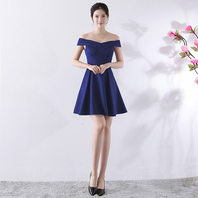 

Sexy Boat Neck Evening Dress Simple Off The Shoulder Short Sleeve Short Party Evening Dress