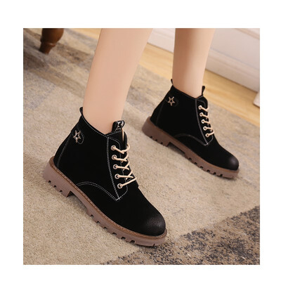 

Round head low with Martin boots female British wind 2018 new students retro short boots female thick with a single boots autumn