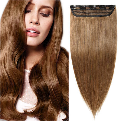 

100 Human Hair 1Pcs Clip In Hair Extensions 16"-24" 15 Colors Can Curly Dyed Washed
