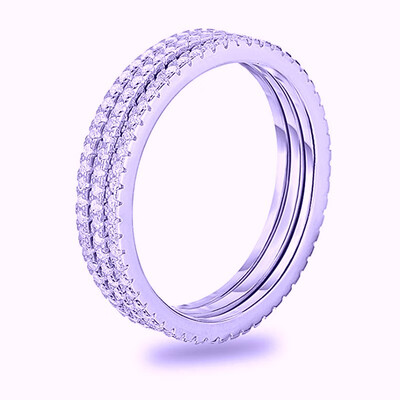 

14K Gold Plated Sterling Silver Cubic Zirconia Stackable Eternity Band Wedding Ring