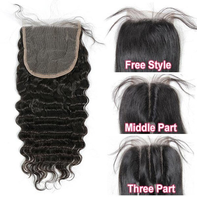 

Lace top closure 55" deep curly Human hair medium brown Swiss lace