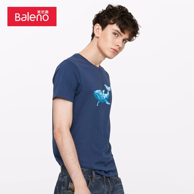 

Baleno T-shirt male 2019 summer cotton printed short-sleeved shirt loose bottoming shirt male 88902286 02B M