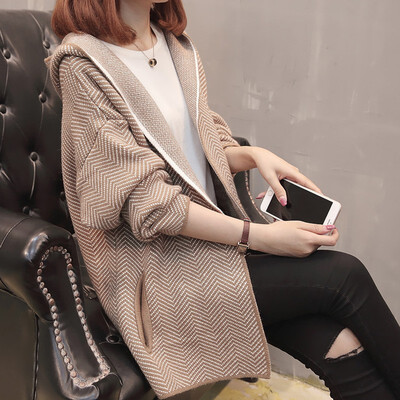 

Autumnwinter new womens 2018 Korea edition lounging hooded cardigan jacket womens harajuku sweater