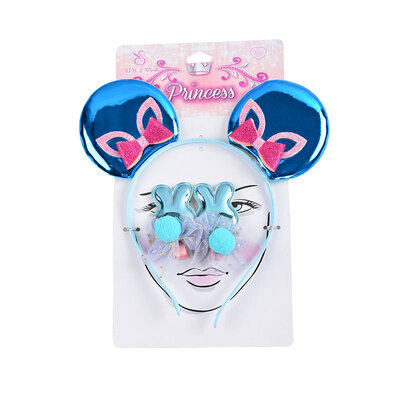 

New&new fine arts Halloween mouse ear head buckle headdress set prom party cosplay party dress up makeup hairpin jewelry props light blue