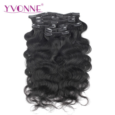 

YVONNE Body Wave Brazilian Virgin Hair Clip In Human Hair Extensions 7 PiecesSet Natural Color 120gset