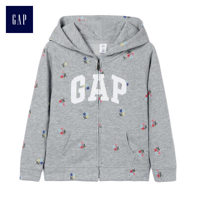 

GAP flagship store girls&children hooded sweater childrens clothing 418718 gray flower 5YRS