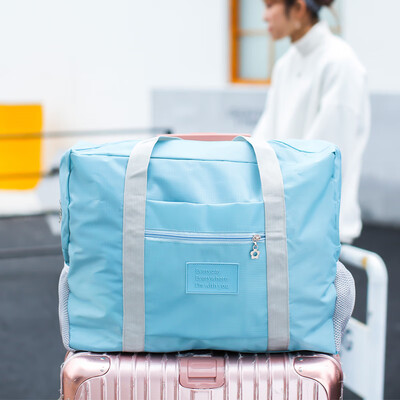 

Chic portable collapsible trolley case storage bag travel multi-function waterproof luggage clothing finishing bag shoulder bag tote bag blue