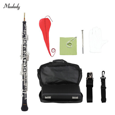 

Muslady Professional C Key Oboe Semi-automatic Style Silver Plated Keys Woodwind Instrument with Oboe Reed Gloves Leather Case Car