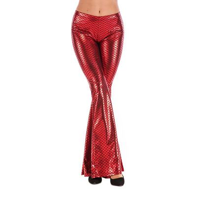 

Sexy Fashion Woman Pants High Elastic Fish Scale Trousers Seamless Shiny Mermaid Fish Scale Wide Leg Flare Pants