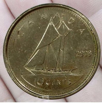 

18mm The Bluenose Canada 10 Cents Coin Queen Elizabeth II North America Used Condition