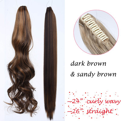 

24-26 Inch Adjustable Messy Style Ponytail Hair Extension with Jaw Claw Synthetic Hair-Piece