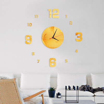 

Modern Creative Round Figure Sticker Acrylic Mirror Surface Non-ticking Wall Clock