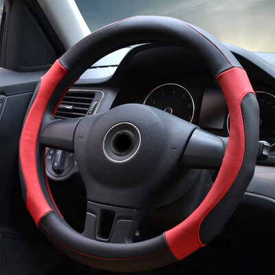 

Auto Interior Protection Accessories Fashion red blue gray Multi-color Breathable Micro Fiber Leather car Steering Wheel Cover