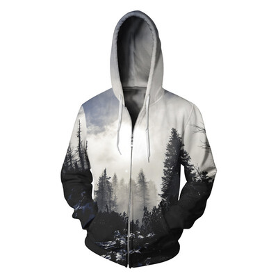 

Aowofs New Mens 3D Printed Zipper Hoodies Womens Hooded Sweater Suede Inside BLL020