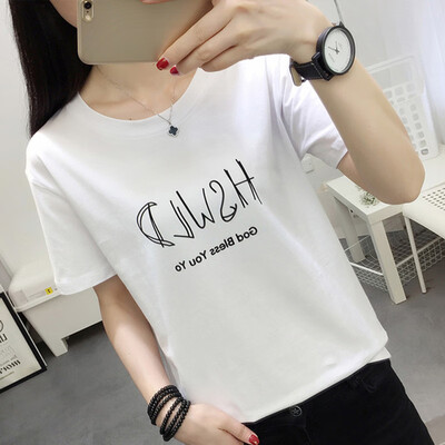 

JOY OF JOY 2019 Summer New Short Sleeve T-Shirt Female Print Half Sleeve Korean Student Loose T-Shirt Womens Tide JWTD191782 White