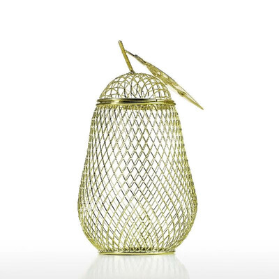 

Pear Storage Jar Handmade Metal Cork Container Money Bank Net Design Electroplating Technology