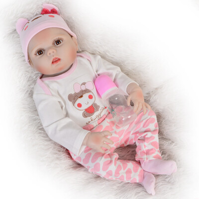 

New Arrival 23 57 Cm Reborn Baby Doll Full Silicone Body Lifelike Reborn Boneca Menina Wear Pink Dress Baby Toy For Child Gift
