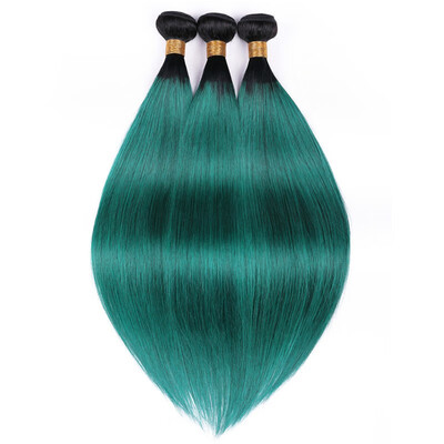 

HCDIVA T1BGreen Ombre Brazilian Hair Bundles 3PCSLOT Straight Hair No Tangle Free Shipping 10 to 26 Inch Colored Hair 2 Tones