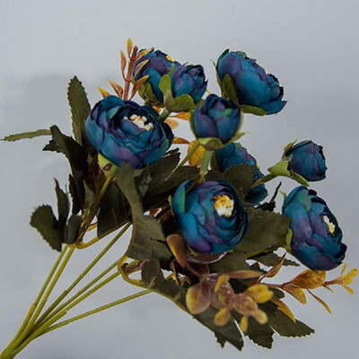 

Origin supply European-style simulation bouquet wholesale 6 fork autumn color tea rose home decoration potted wedding decoration f