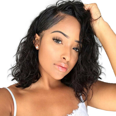 

Short Bob Wigs Glueless Peruvian Natural Wave Wig Remy Pre Plucked Lace Front Human Hair Wigs For Women Black With Baby Hair