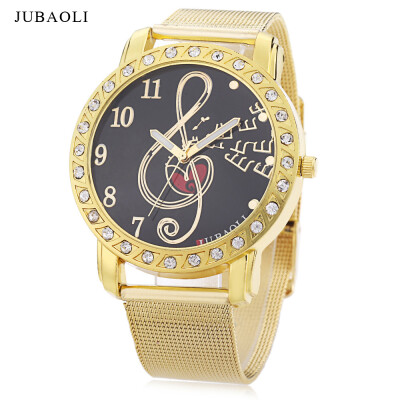 

JUBAOLI 1131 Female Quartz Watch Rhinestone Note Pattern Dial Luminous Wristwatch