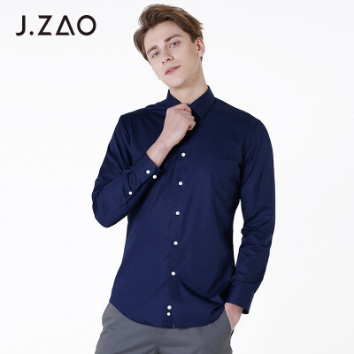 

Beijing Tokyo made JZAO mens business casual shirt machine wash free ironing blue 41 17596A