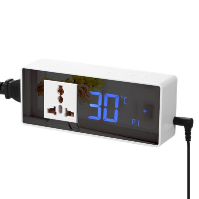 

10A LCD Digital Temperature Controller Thermostat for Heating Cooling Control with NTC Temperature Sensor Mirror Surface AC 105-24