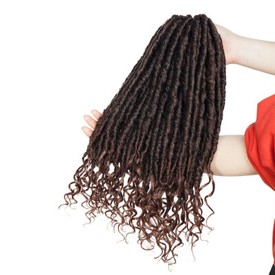 

Afro Goddess Locs Crochet Hair Wavy Faux Locs with Curly Ends Synthetic Braiding Hair Extension