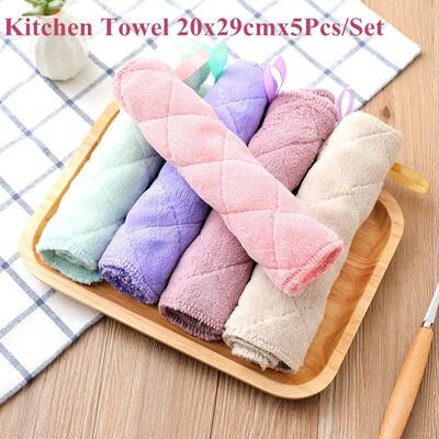 

5PcsSet Kitchen Towel Dining Room Cleaning Washing Towel Super Absorbent Non-stick Oil Kitchen Dish Cloth Towel 20x29cmx5Pcs