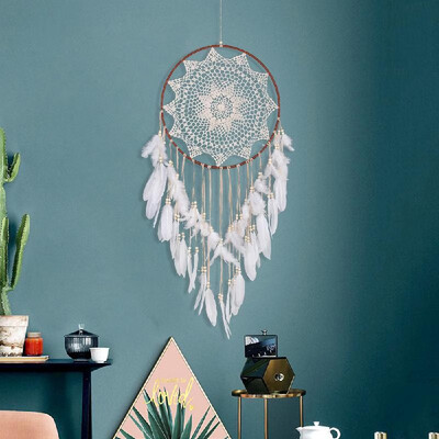 

Traditional White Dream Catchers Hand Made Wall Hanging Decoration Ornament Craft Gifts Windmill