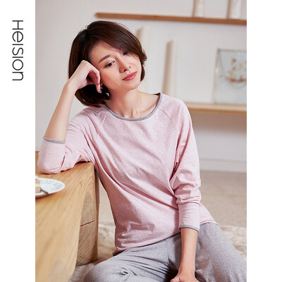 

Haizhining pajamas women spring&autumn thin bat sleeves long-sleeved fashion cotton ladies home service suits can wear loose summer home clothes H91CWJT001 pink  code