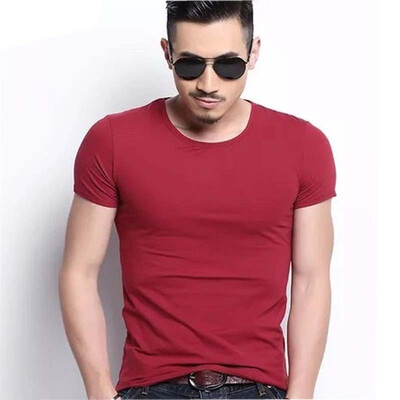 

Aa-shop 95 cotton 5 Lycra Men T-shirt Summer Business Bottoming shirt