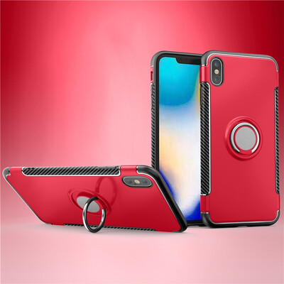 

Fecoprior Back Cover For iPhone  Max Case Car Holder Stand Hard PC Silicon Ring Suction Bracket Celulars
